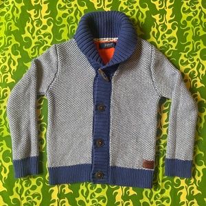 Baker by Ted Baker Shawl Neck Boys Button Front Cardigan in Blue knit Size 5 Y